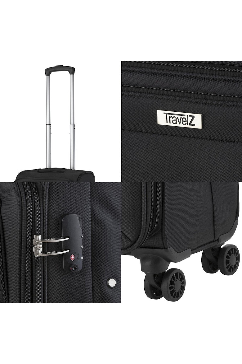 TravelZ Troler Mediu Extensibil Softspinner Nylon 4 Roti Duble 601782 - 67 cm Negru - Pled.ro