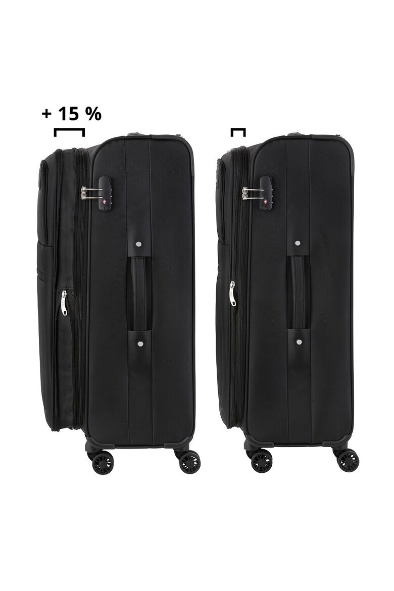 TravelZ Troler Mediu Extensibil Softspinner Nylon 4 Roti Duble 601782 - 67 cm Negru - Pled.ro