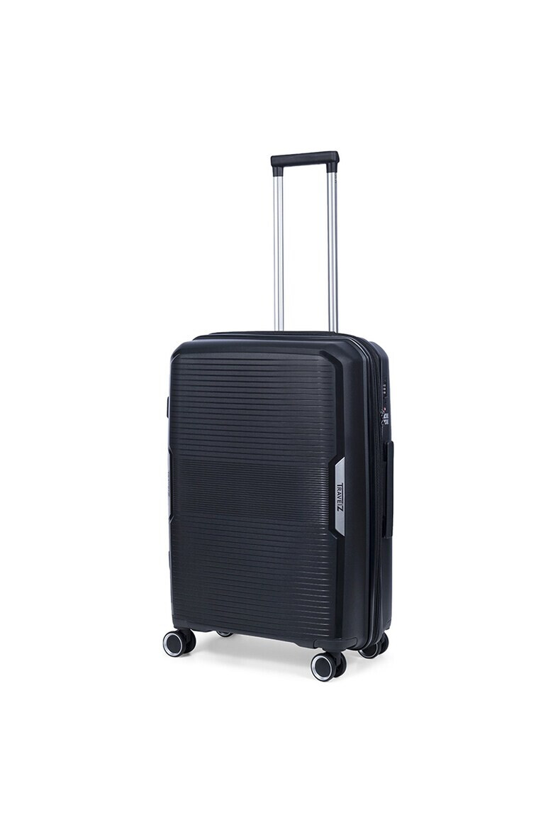 TravelZ Troler mediu extensibil Swinger polipropilena cifru TSA 4 roti duble 67 cm negru - Pled.ro