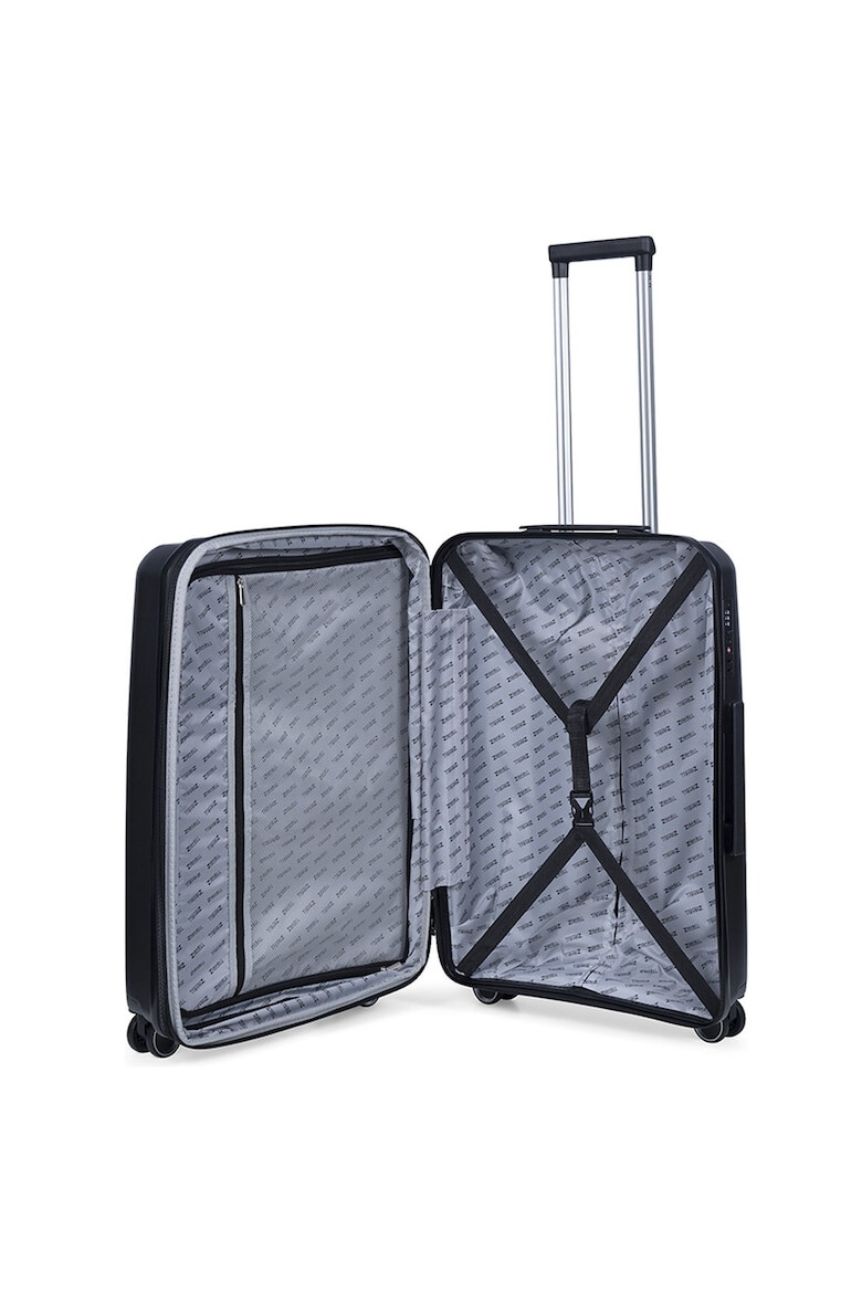 TravelZ Troler mediu extensibil Swinger polipropilena cifru TSA 4 roti duble 67 cm negru - Pled.ro