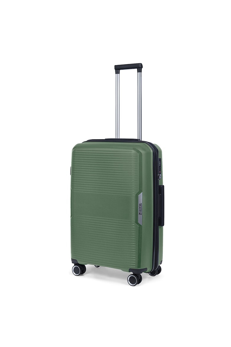 TravelZ Troler mediu extensibil Swinger polipropilena cifru TSA 4 roti duble 67 cm verde - Pled.ro