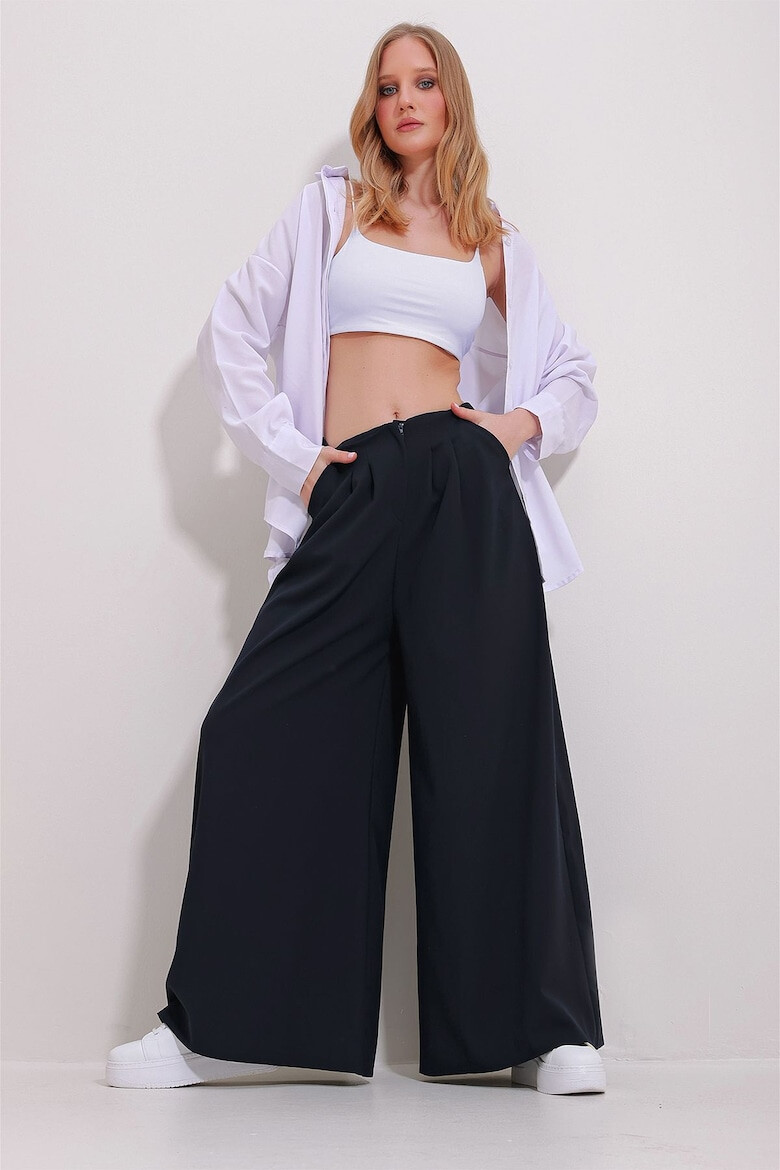 Trend Alaçatı Stili Pantaloni dama 780577871 Poliester - Pled.ro