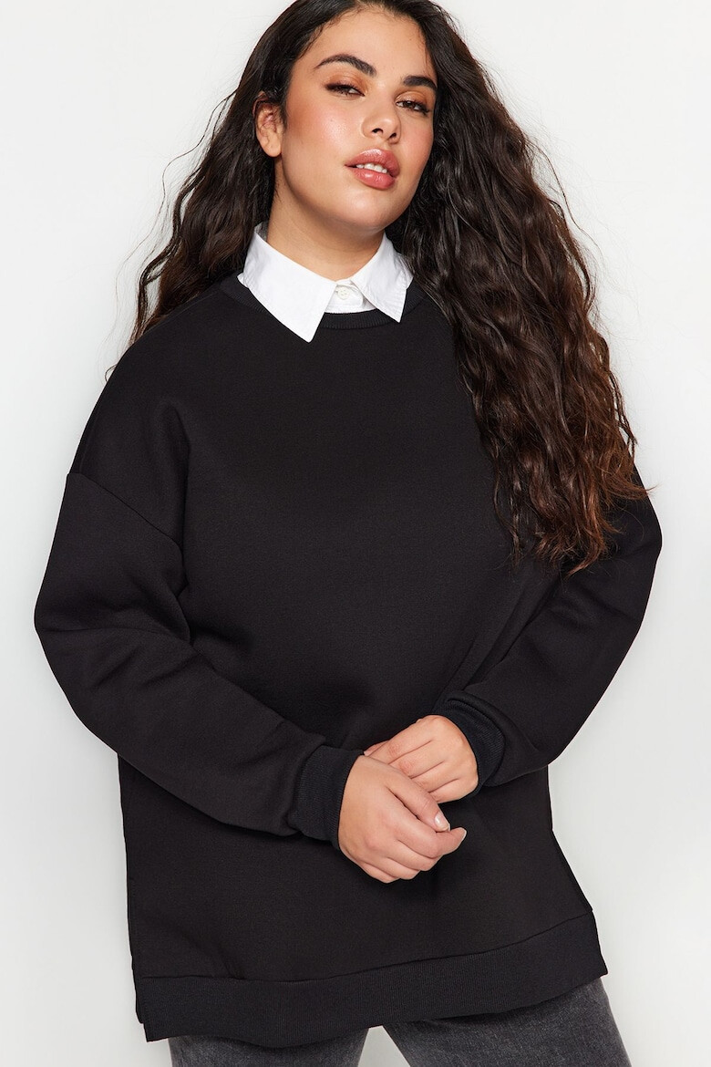 Trendyol Bluza de trening plus size cu decolteu la baza gatului si maneci cazute - Pled.ro