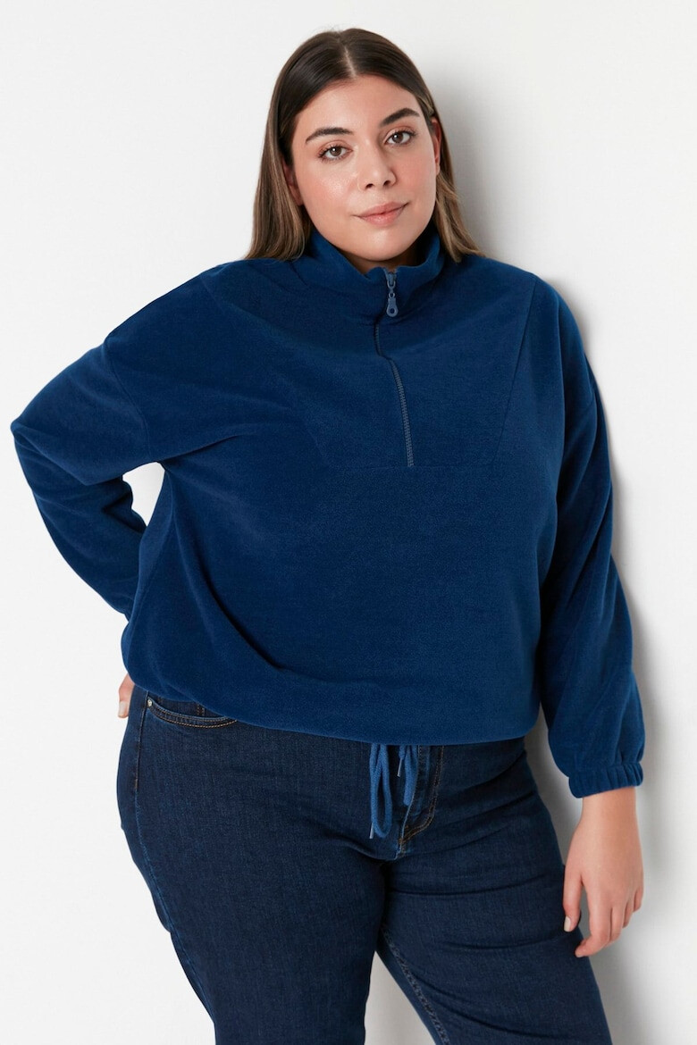 Trendyol Bluza de trening plus size cu terminatie si snur din fleece - Pled.ro