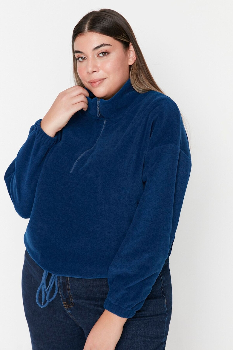 Trendyol Bluza de trening plus size cu terminatie si snur din fleece - Pled.ro