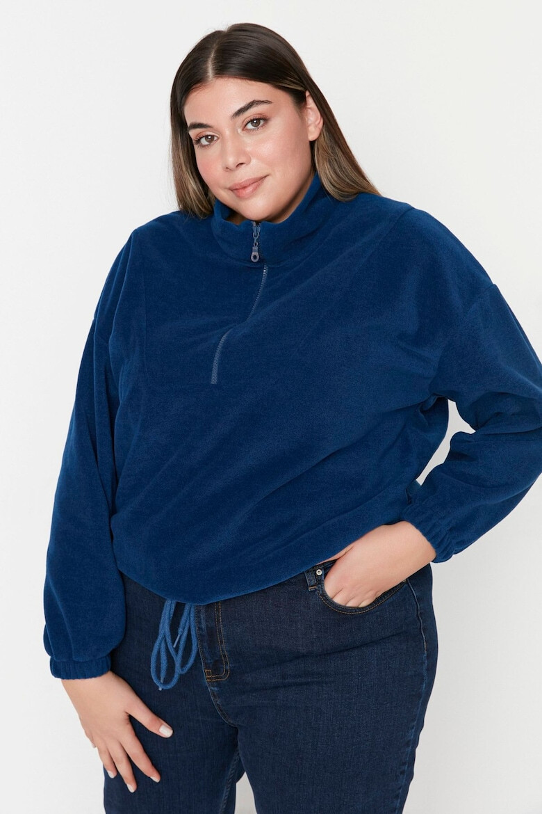 Trendyol Bluza de trening plus size cu terminatie si snur din fleece - Pled.ro