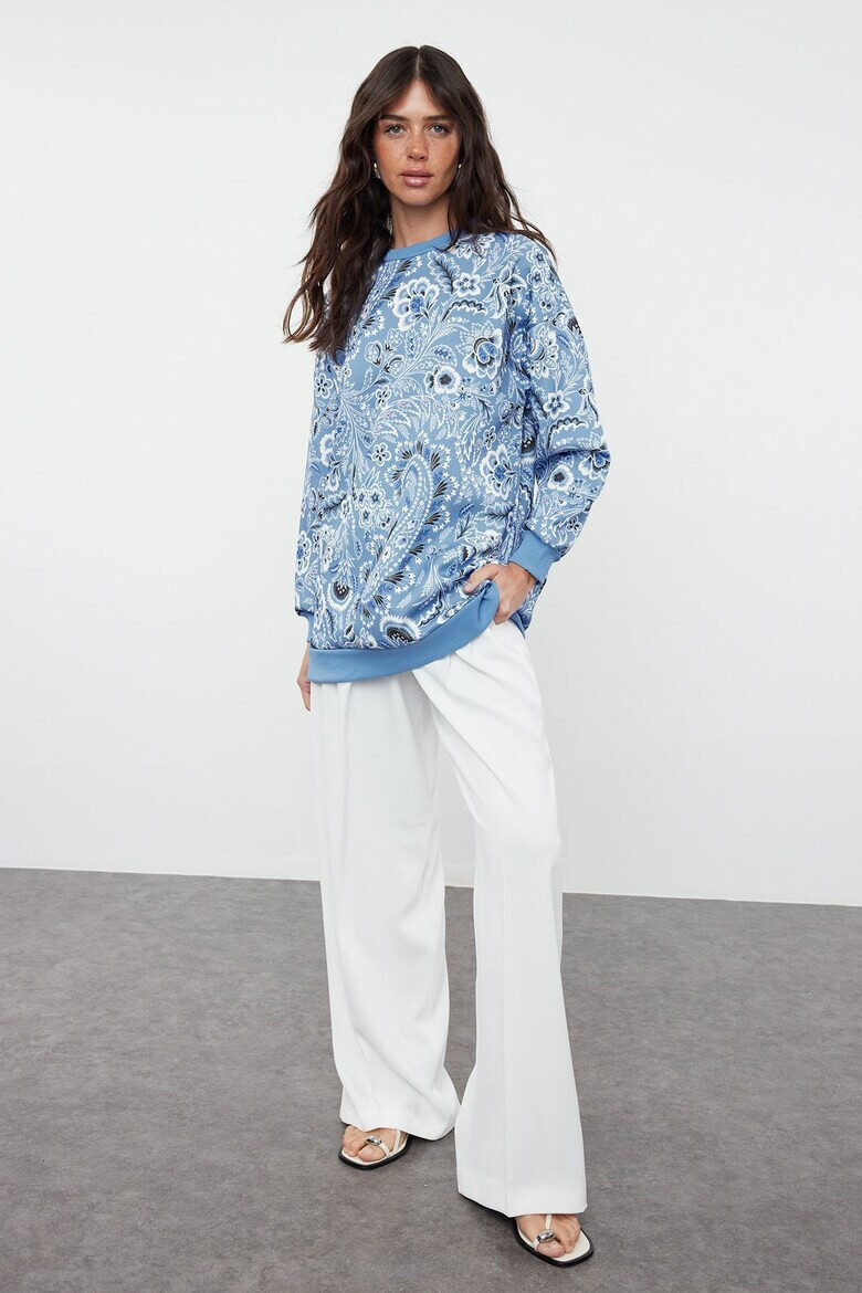 Trendyol Bluza de trneing relaxed fit cu imprimeu paisley - Pled.ro