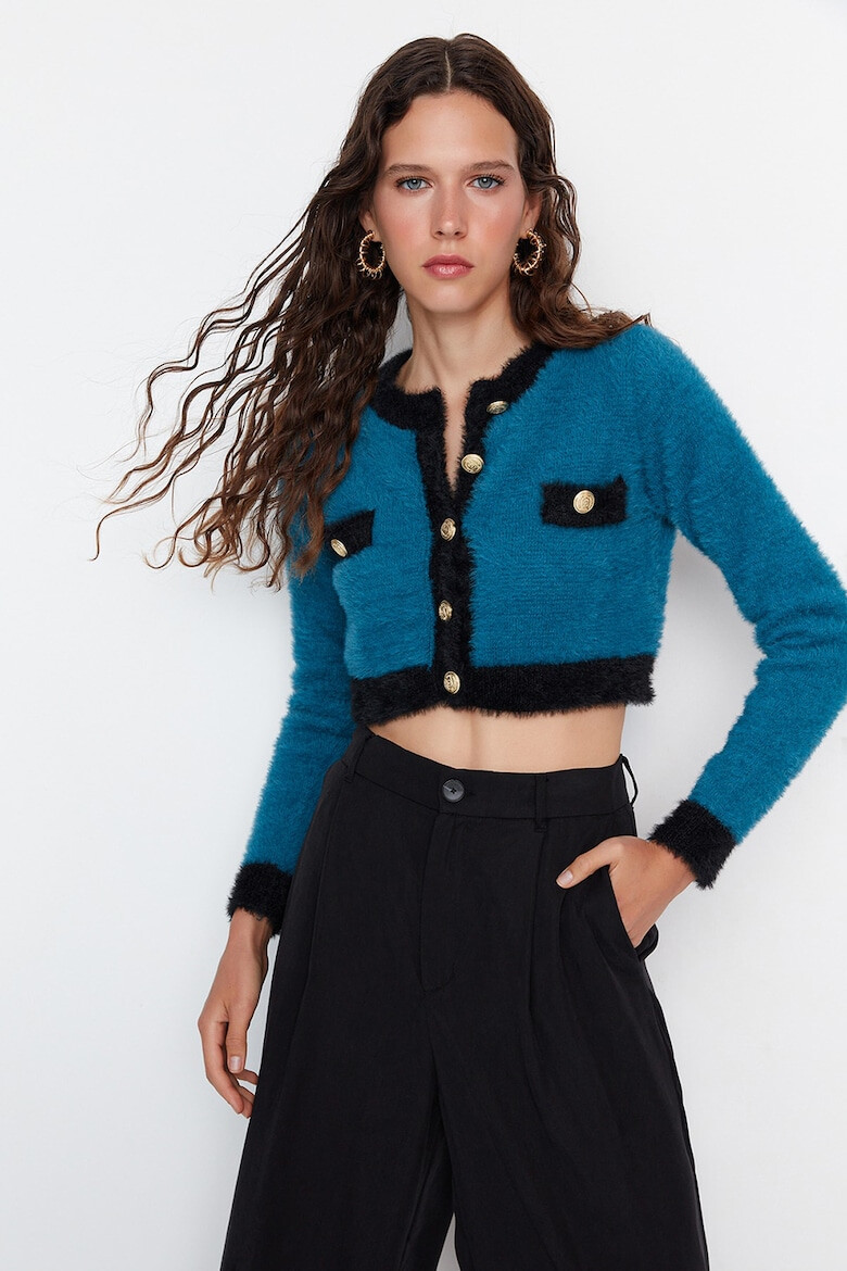 Trendyol Cardigan crop pufos - Pled.ro