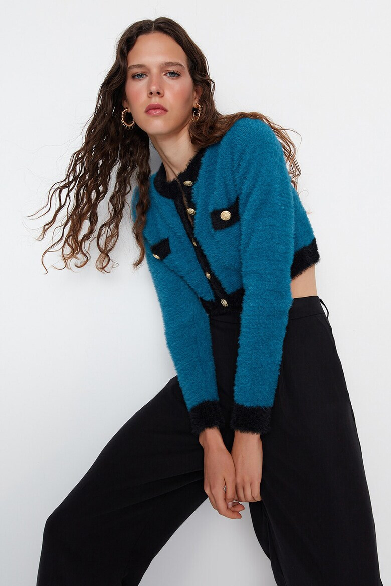 Trendyol Cardigan crop pufos - Pled.ro