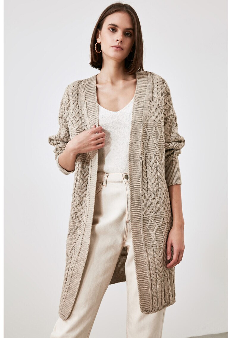 Trendyol Cardigan lung cu model torsade - Pled.ro