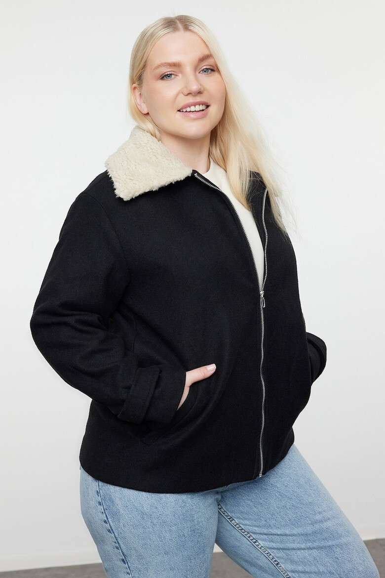 Trendyol Haina scurta cu captuseala de blana shearling sintetica - Pled.ro