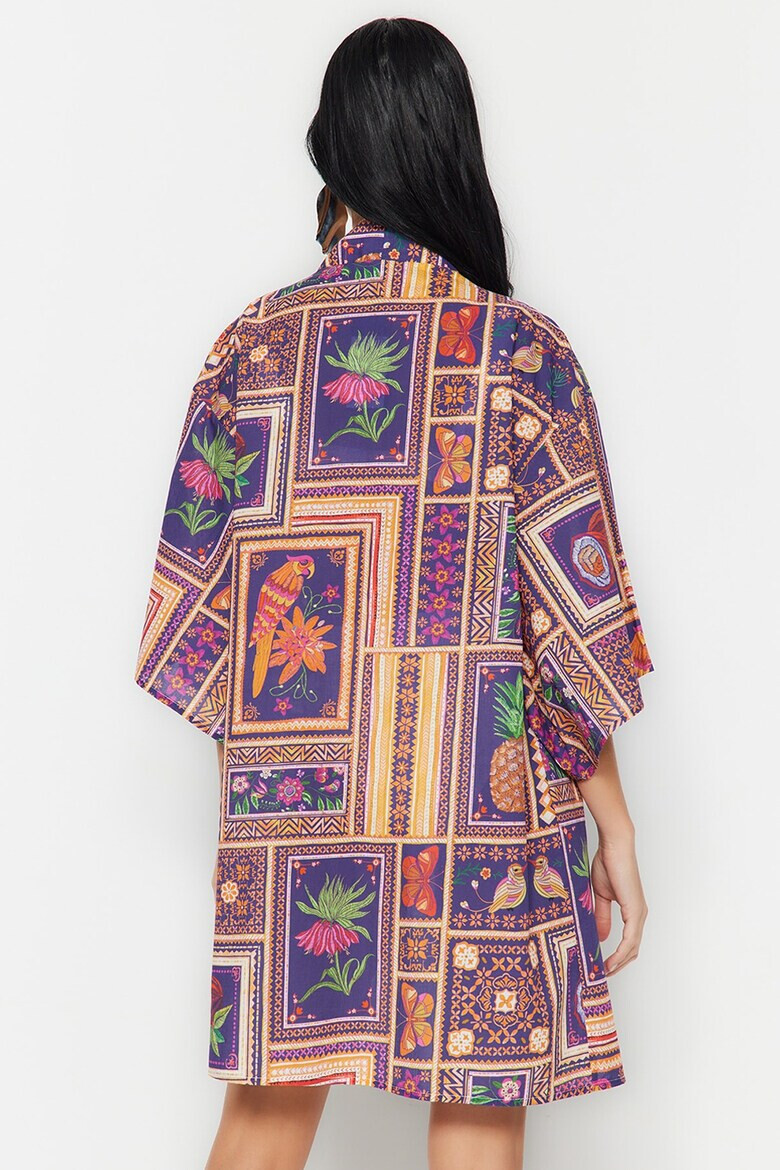 Trendyol Kimono lejer de plaja cu imprimeu geometric - Pled.ro