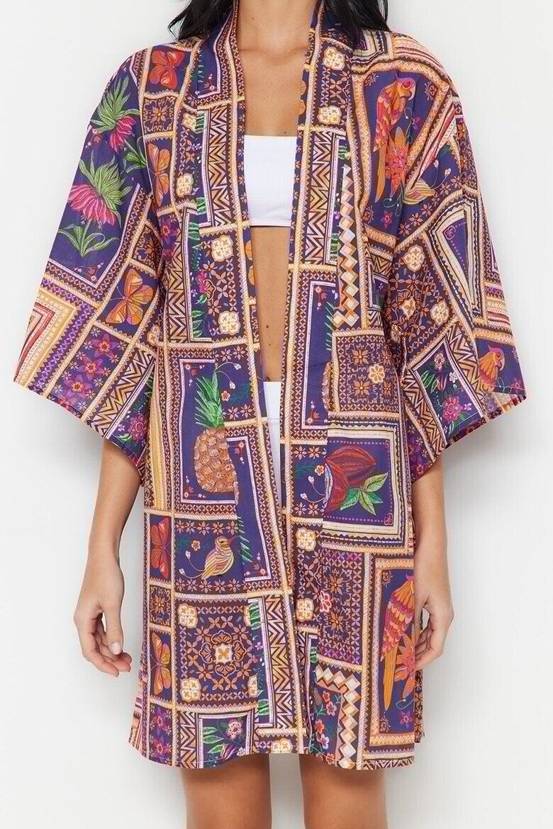 Trendyol Kimono lejer de plaja cu imprimeu geometric - Pled.ro