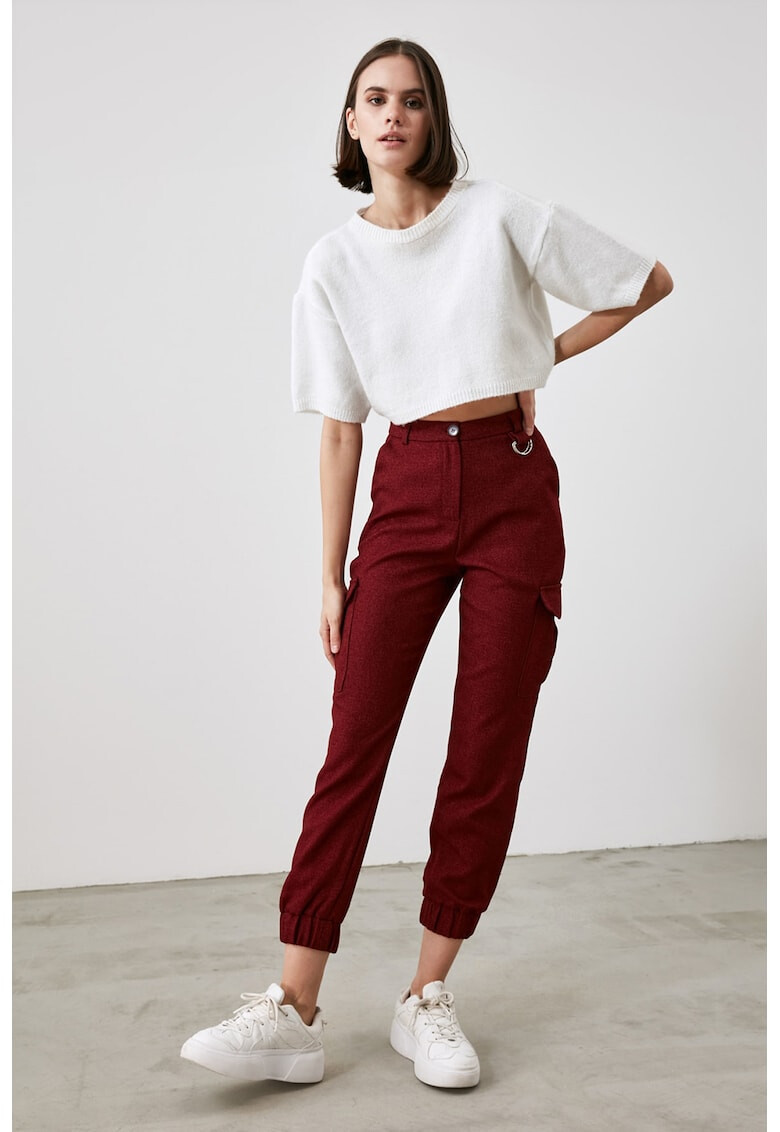 Trendyol Pantaloni crop cu buzunare - Pled.ro