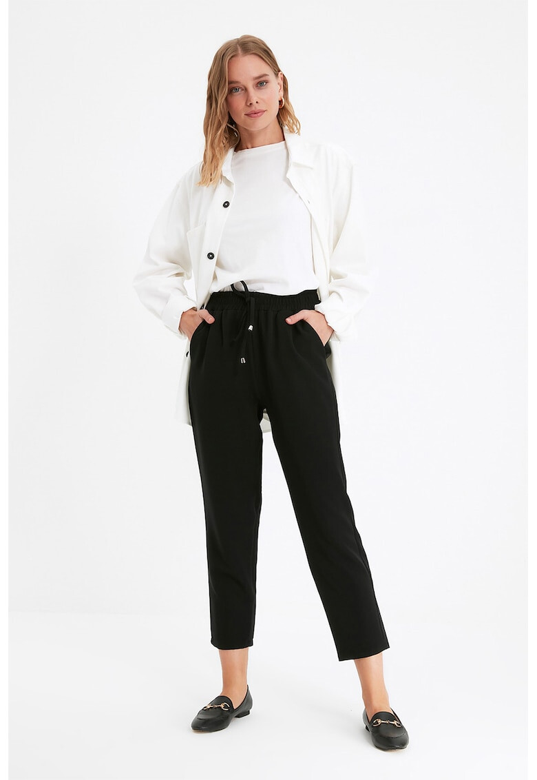 Trendyol Pantaloni crop cu snur in talie - Pled.ro