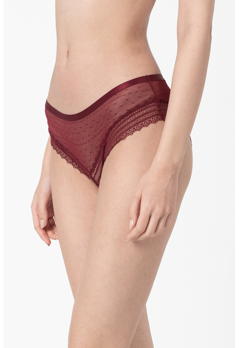 Triumph Set de chiloti hipster de dantela si chiloti tanga Bordeaux Roses - Pled.ro