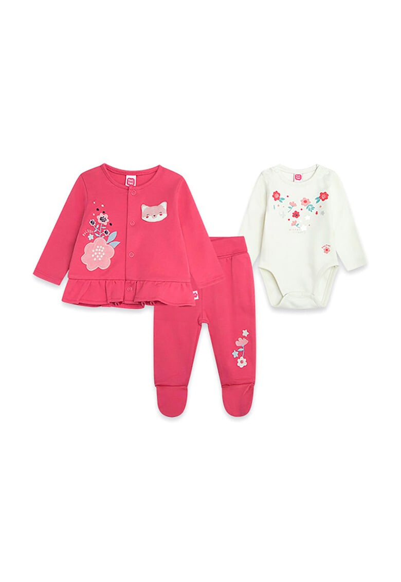 Tuc Tuc Set de bluza pantaloni cu botosei si body de bumbac cu imprimeu - 3 piese - Pled.ro