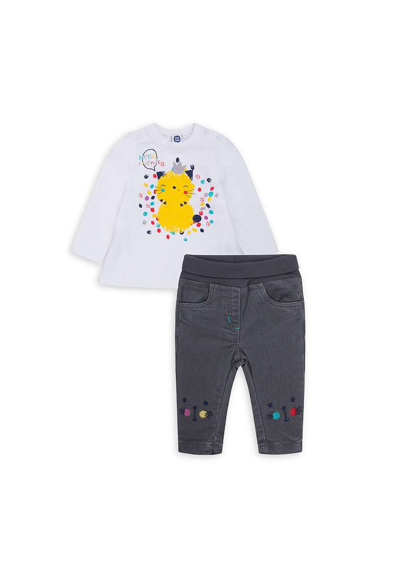 Tuc Tuc Set de bluza si pantaloni - 2 piese Alb/Gri inchis - Pled.ro