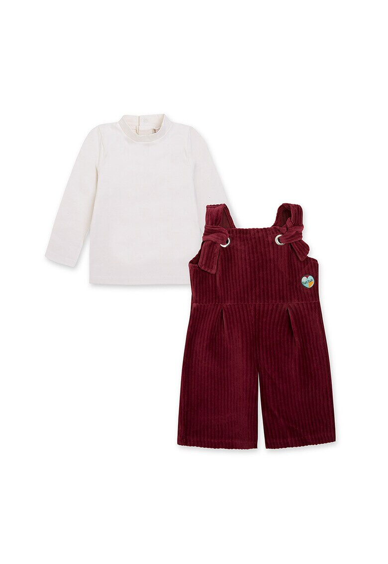 Tuc Tuc Set de bluza si salopeta - 2 piese Alb/Rosu Bordeaux - Pled.ro