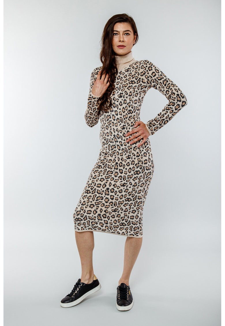 Twinset Rochie midi tip pulover cu animal print - Pled.ro