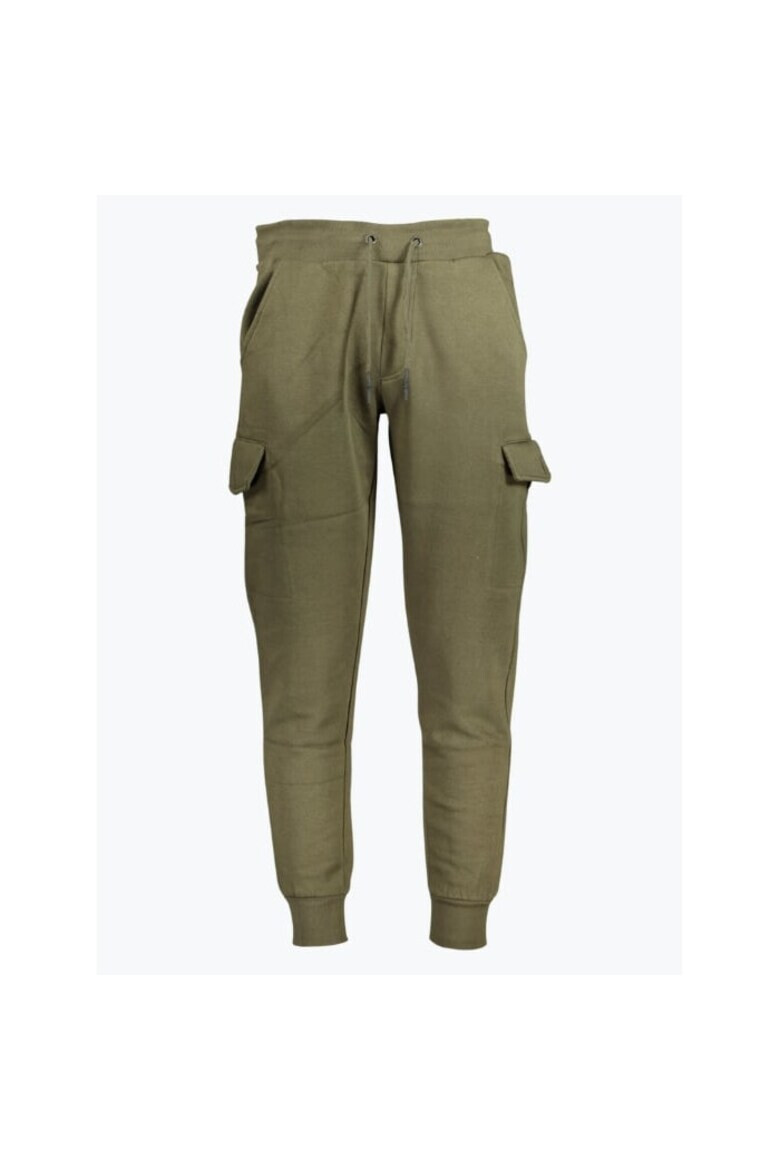 U.S. GRAND POLO EQUIPMENT & APPAREL Pantaloni sport barbati cu bata elastica si design cu multe buzunare verde - Pled.ro