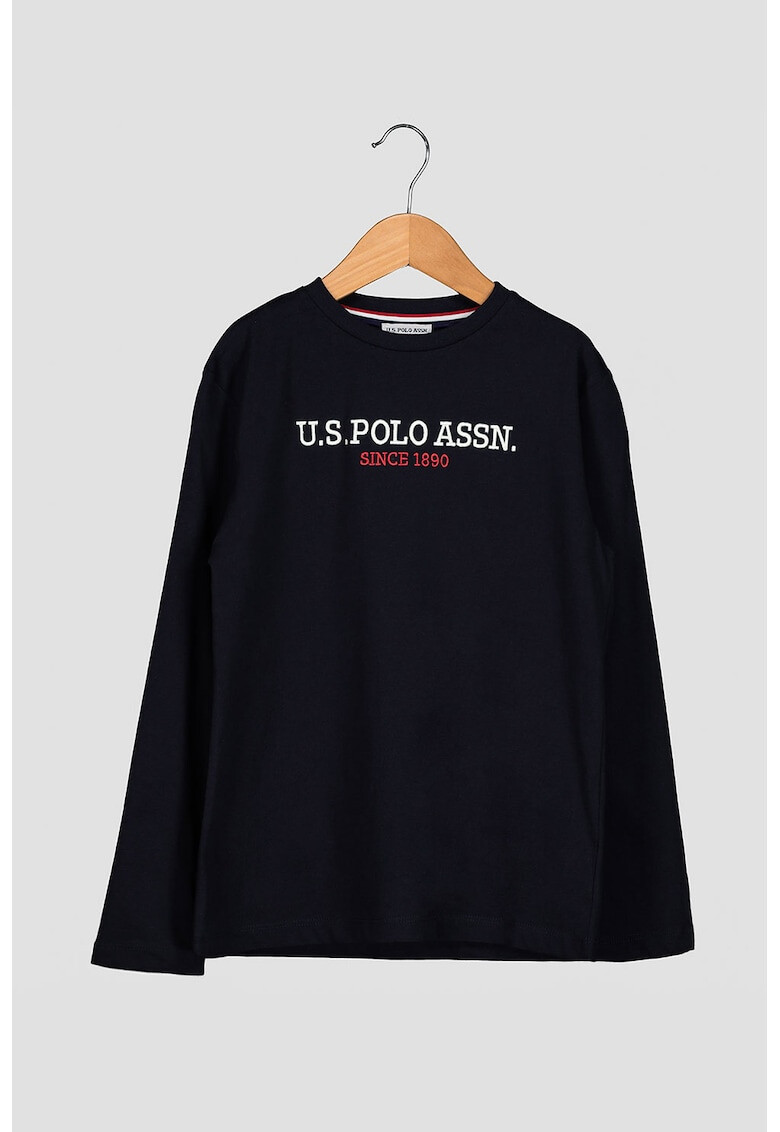 U.S. Polo Assn. Bluza cu decolteu la baza gatului si imprimeu logo - Pled.ro