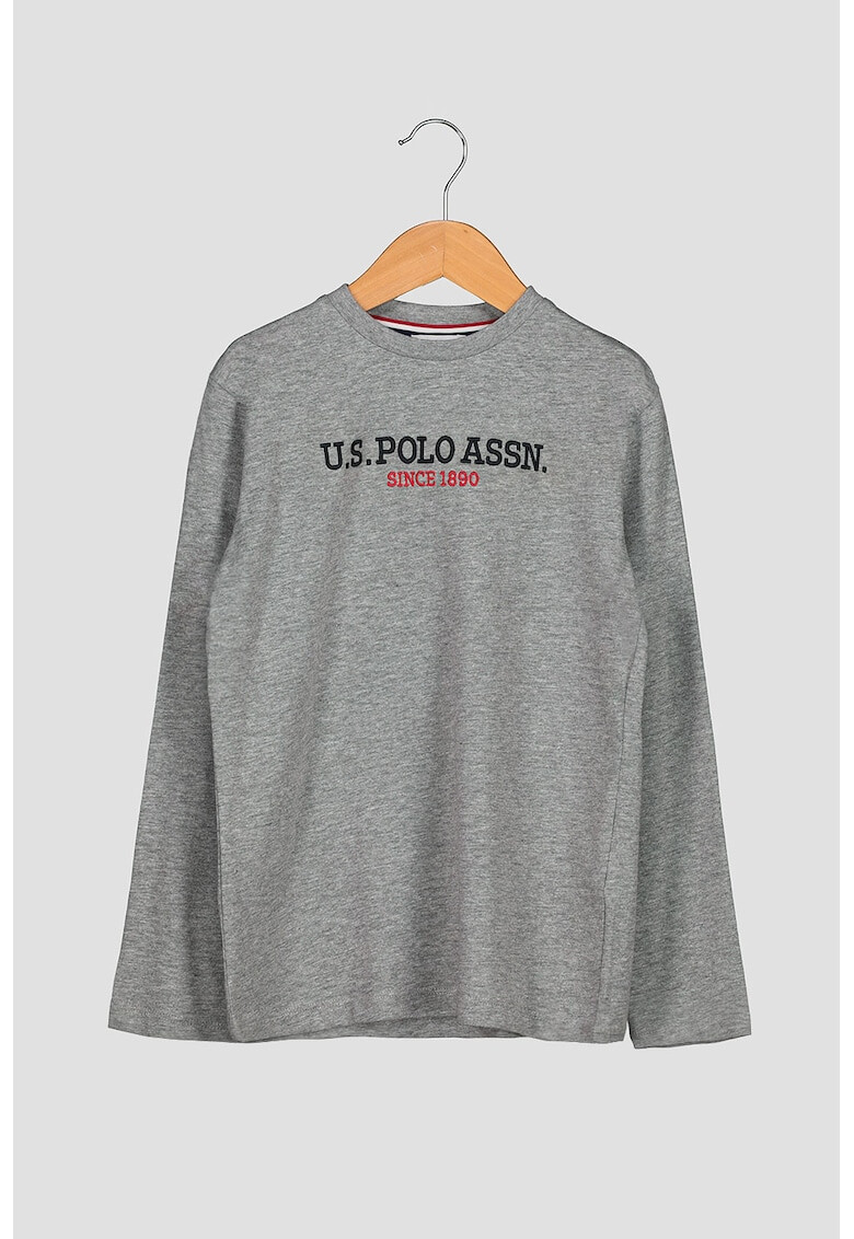 U.S. Polo Assn. Bluza cu decolteu la baza gatului si imprimeu logo - Pled.ro