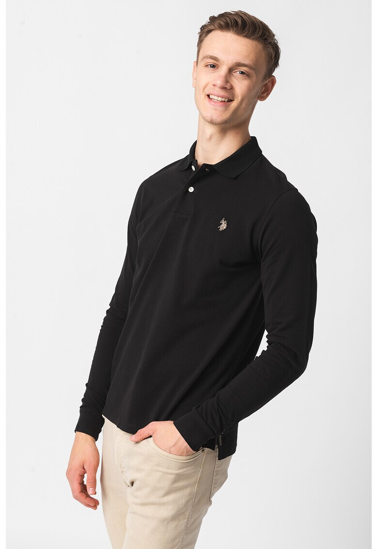 U.S. Polo Assn. Bluza polo cu fenta cu nasturi - Pled.ro