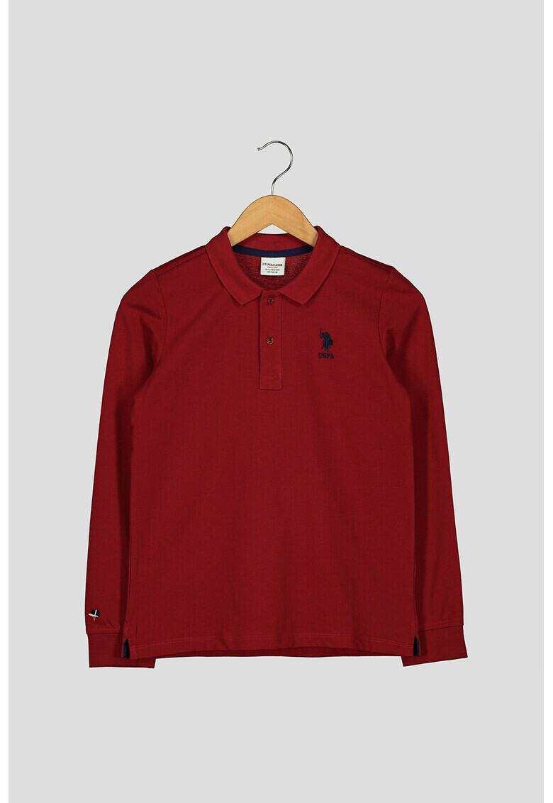 U.S. Polo Assn. Bluza polo din bumbac cu aspect de pique - Pled.ro