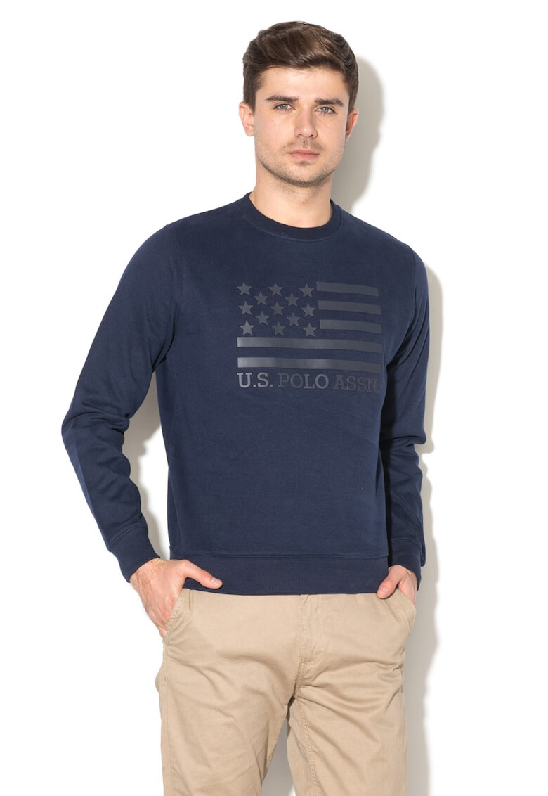 U.S. Polo Assn. Bluza sport cu captuseala din fleece si aplicatii cauciucate - Pled.ro