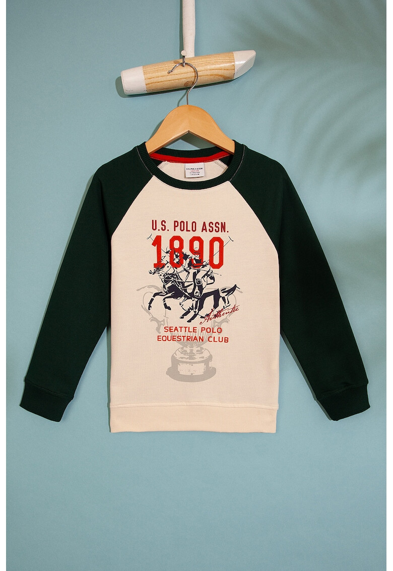 U.S. Polo Assn. Bluza sport cu imprimeu si maneci raglan - Pled.ro