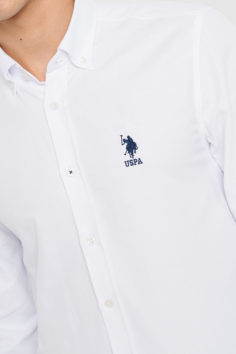 U.S. Polo Assn. Camasa slim fit din amestec de bumbac cu logo - Pled.ro