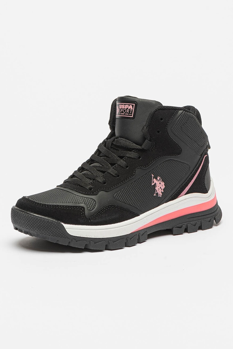 U.S. Polo Assn. Pantofi sport mid-high cu garnituri de piele intoarsa ecologica Sagan - Pled.ro