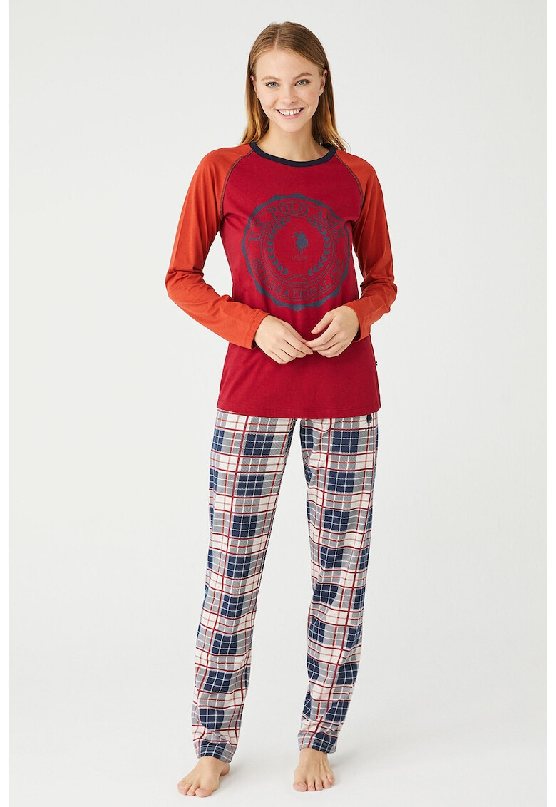 U.S. Polo Assn. Pijama cu imprimeu si maneci raglan - Pled.ro