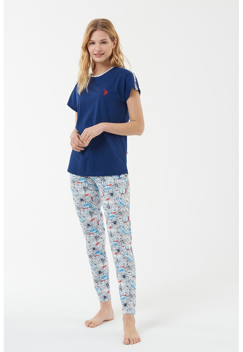 U.S. Polo Assn. Pijama cu model floral pe pantaloni - Pled.ro