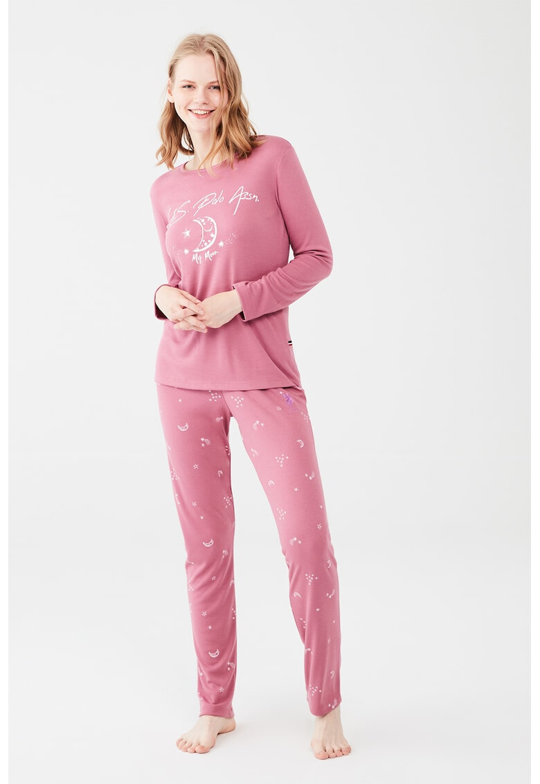 U.S. Polo Assn. Pijama de bumbac cu imprimeu - Pled.ro