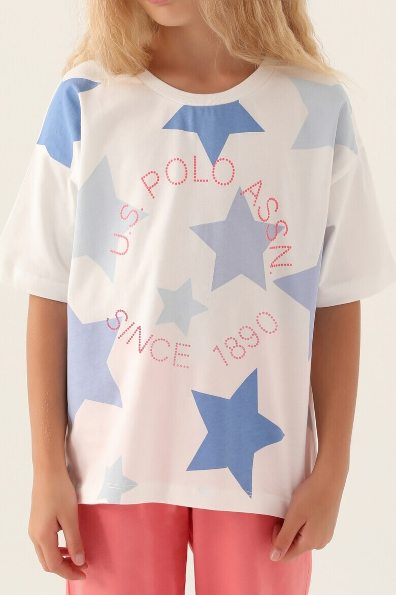 U.S. Polo Assn. Pijama scurta cu logo si imprimeu cu stele - Pled.ro