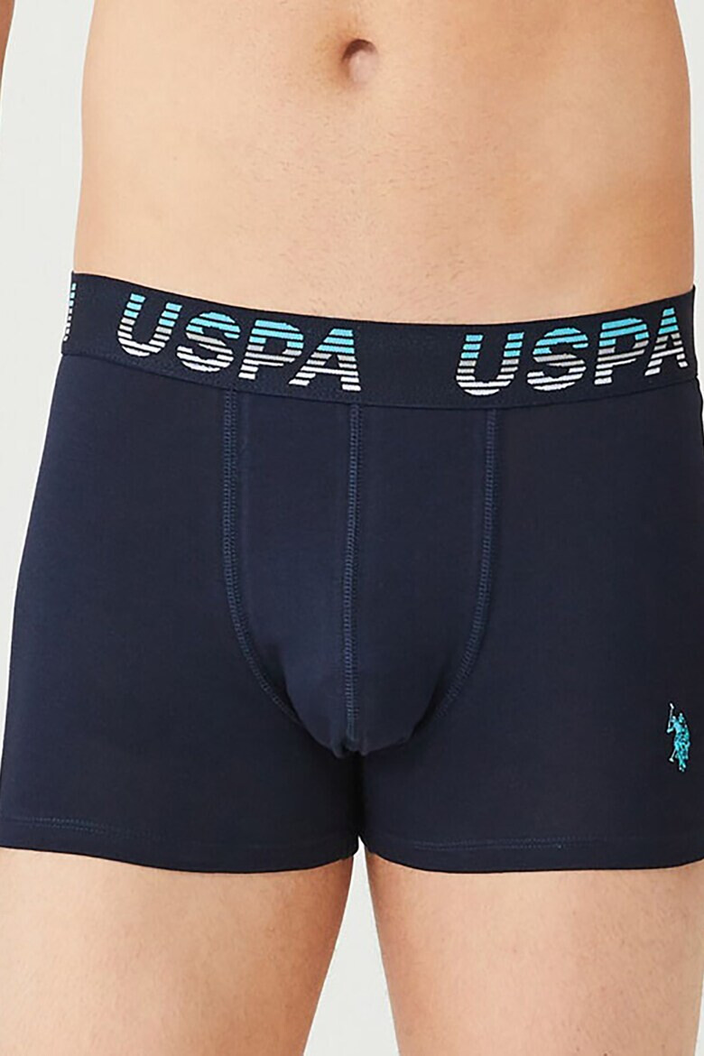 U.S. Polo Assn. Set de boxeri din amestec de bumbac cu banda logo in talie - 3 perechi - Pled.ro