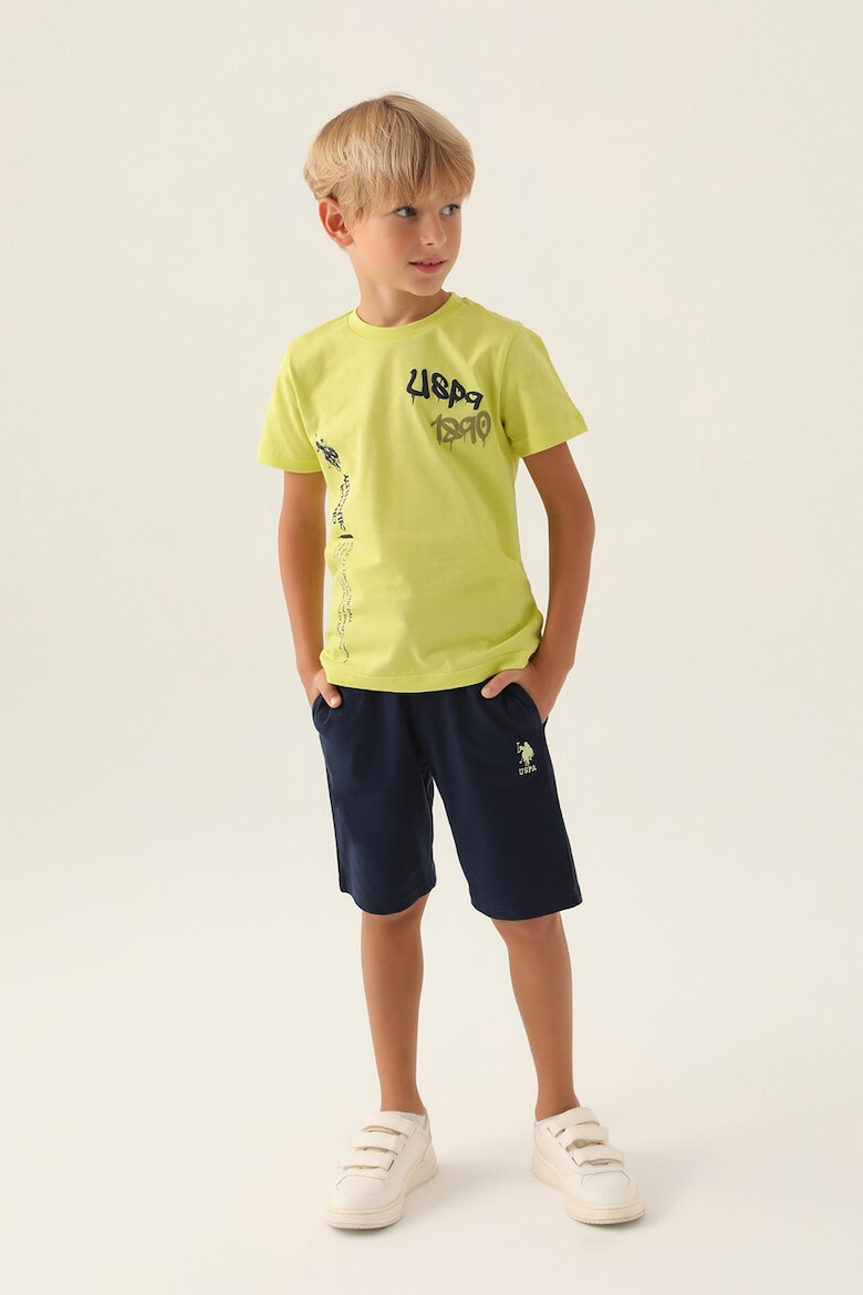 U.S. Polo Assn. Set de pantaloni scurti si tricou de bumbac cu imprimeu - Pled.ro