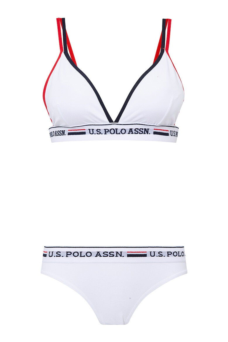 U.S. Polo Assn. Set de sutien cu cupe triunghiulare si chiloti cu logo - Pled.ro