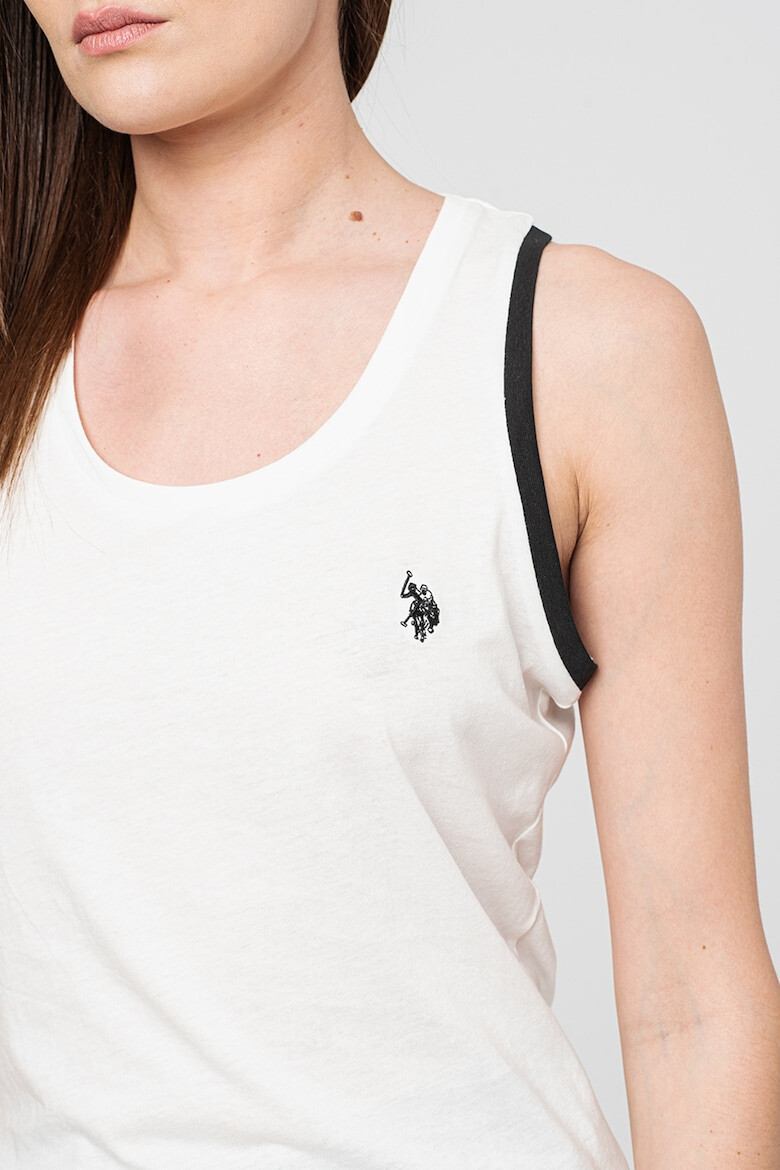 U.S. Polo Assn. Top de bumbac cu spate decupat si terminatii contrastante - Pled.ro