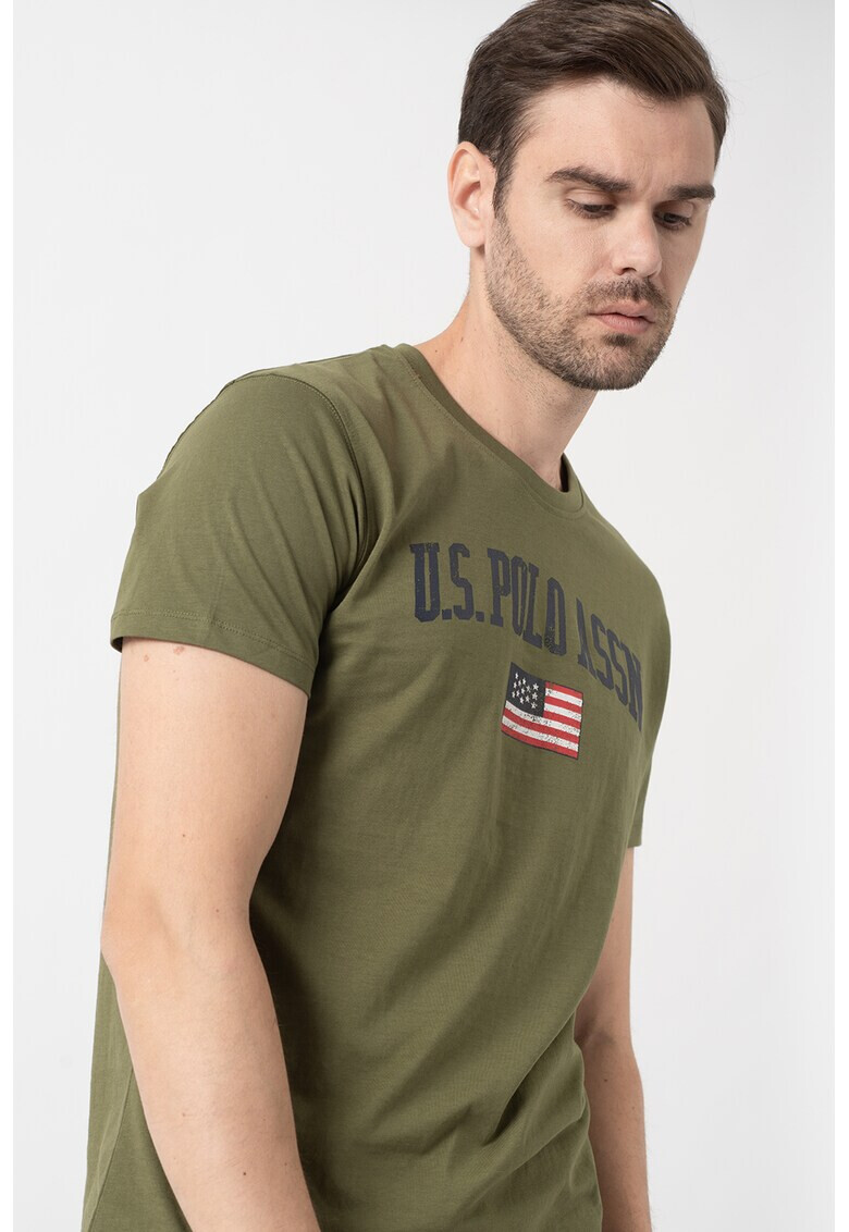 U.S. Polo Assn. Tricou cu decolteu la baza gatului si imprimeu logo - Pled.ro