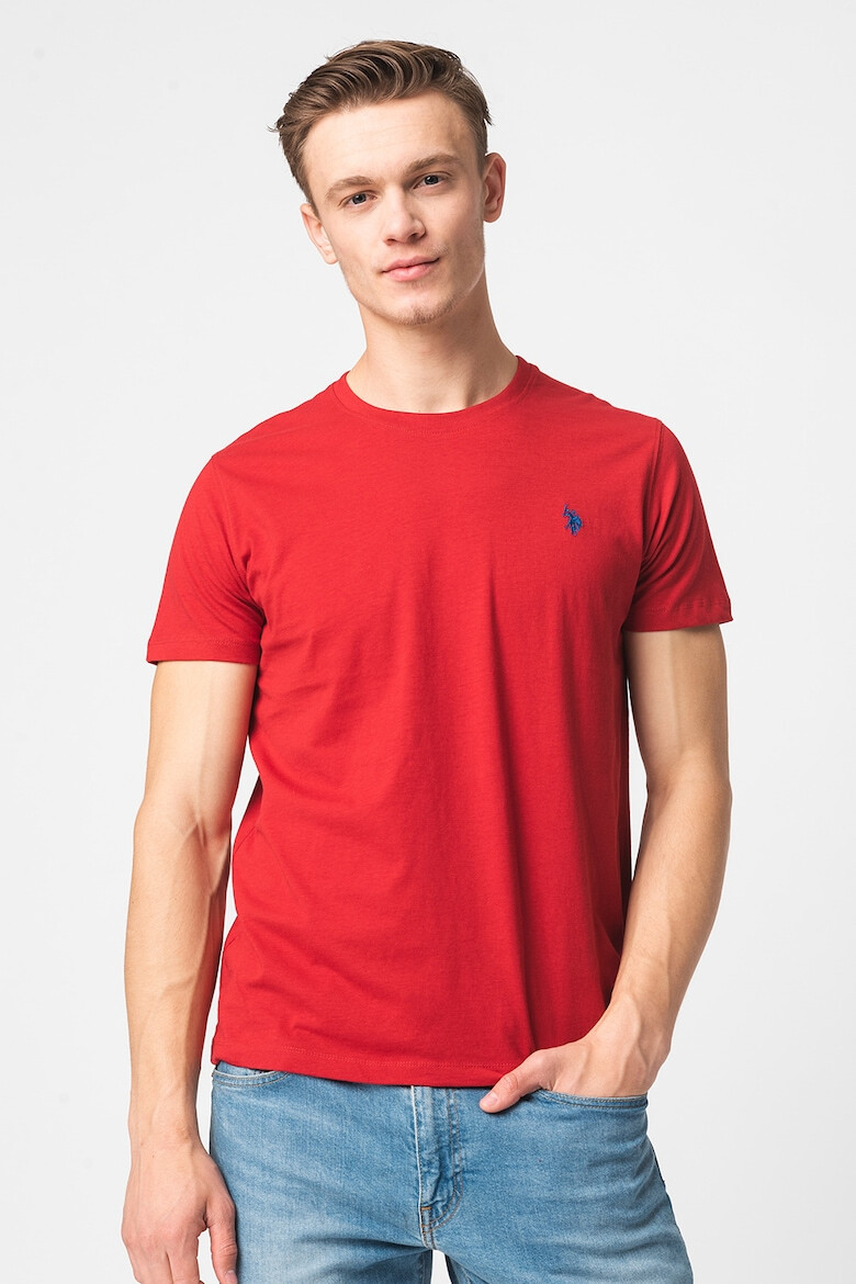 U.S. Polo Assn. Tricou cu decolteu la baza gatului si logo brodat - Pled.ro