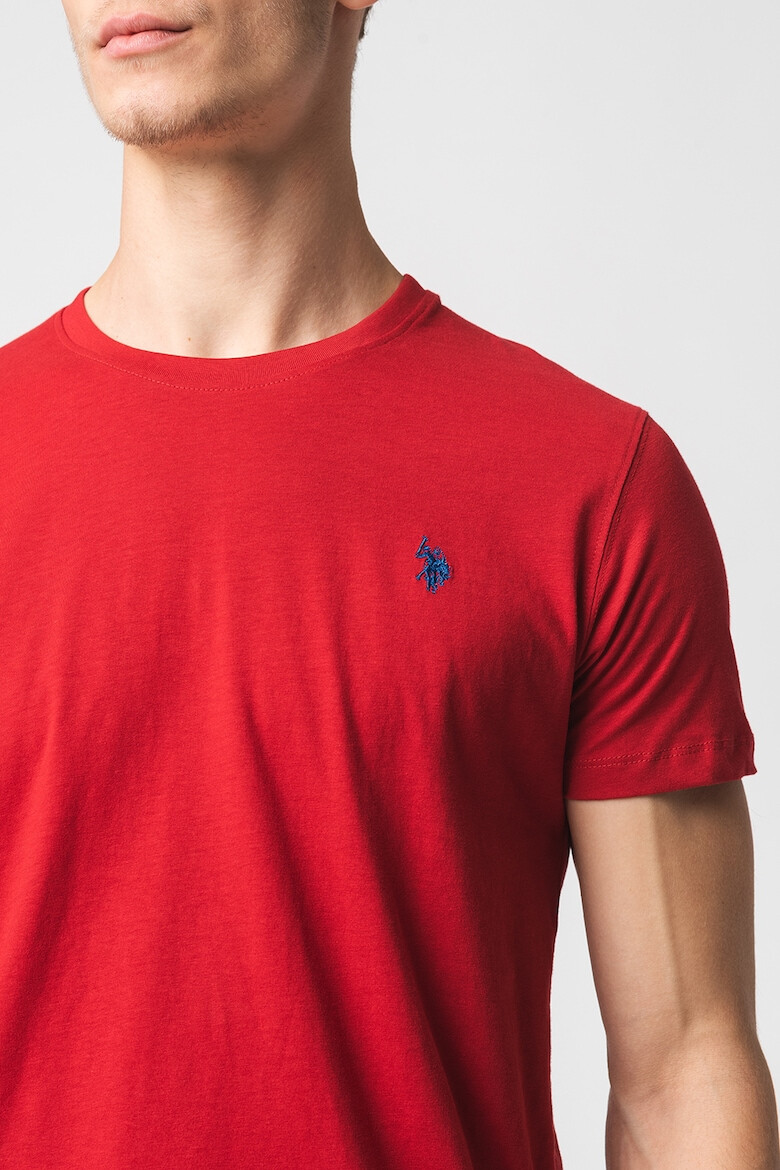 U.S. Polo Assn. Tricou cu decolteu la baza gatului si logo brodat - Pled.ro