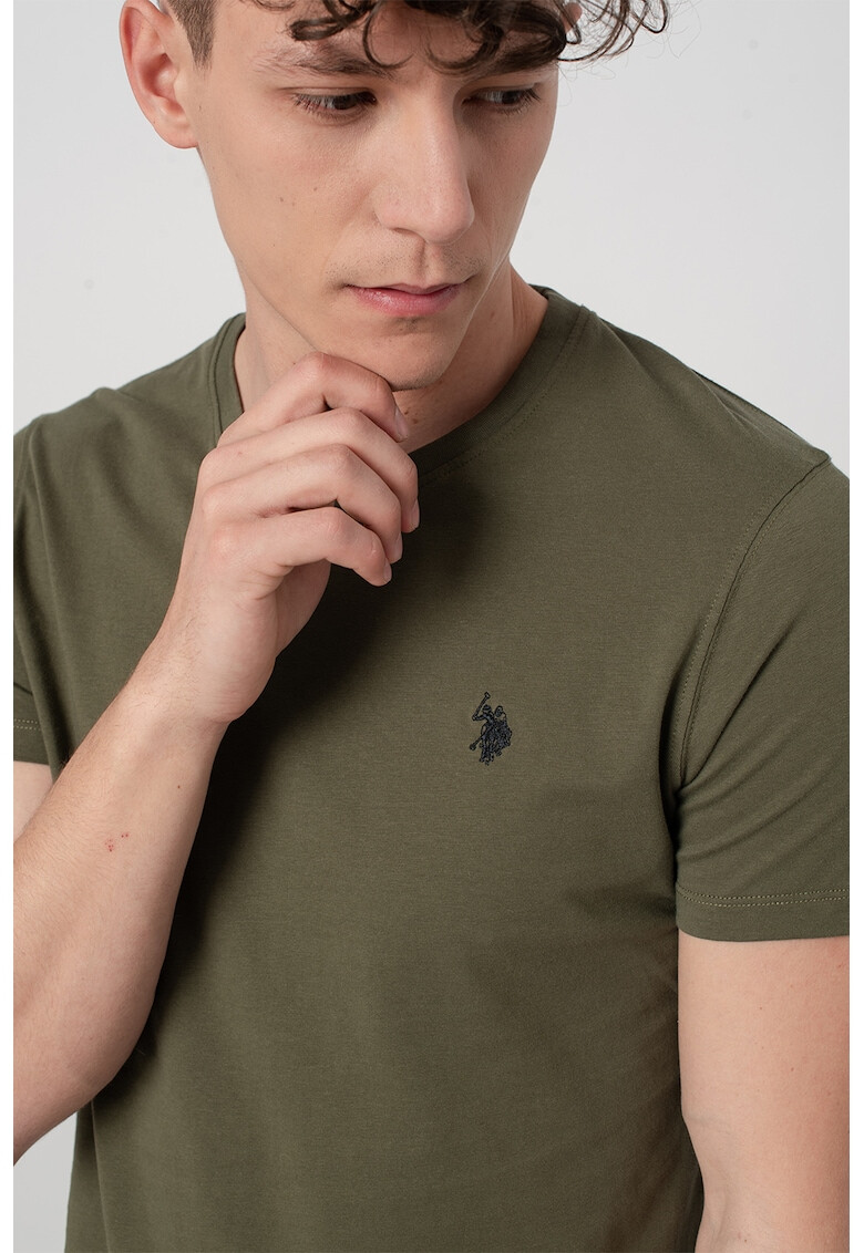 U.S. Polo Assn. Tricou cu decolteu la baza gatului si logo brodat - Pled.ro