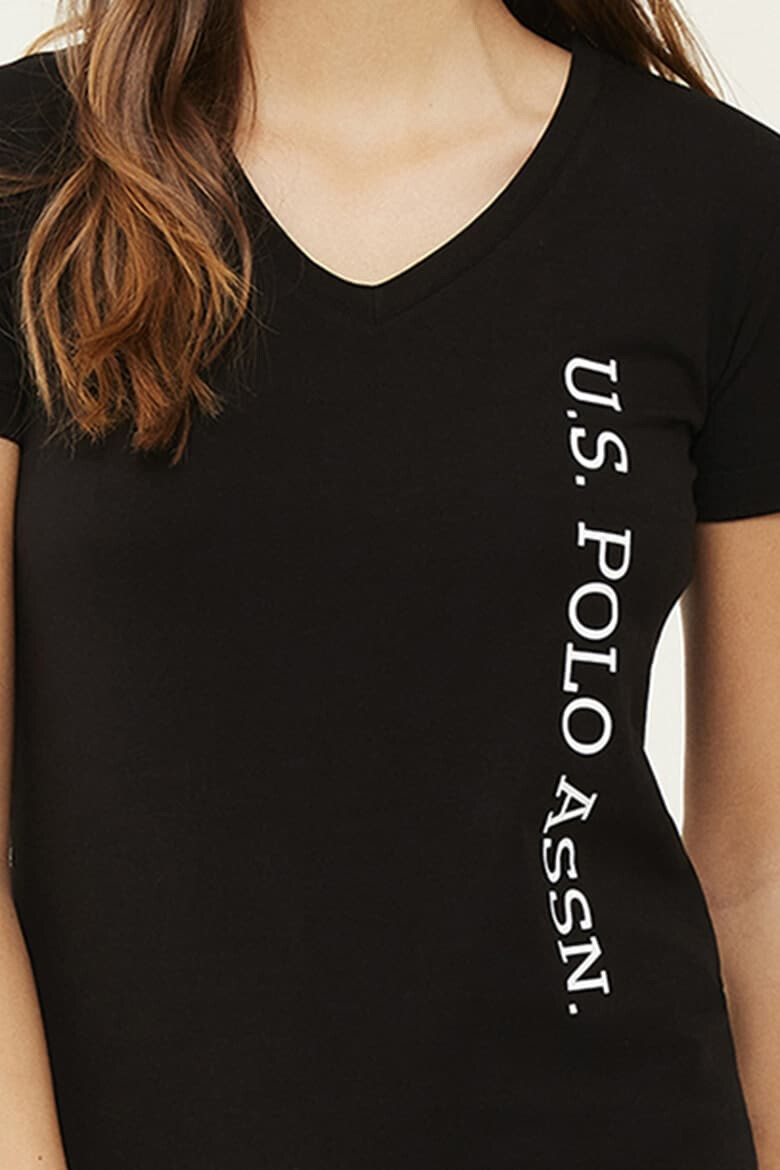 U.S. Polo Assn. Tricou de casa cu decolteu in V si imprimeu logo - Pled.ro