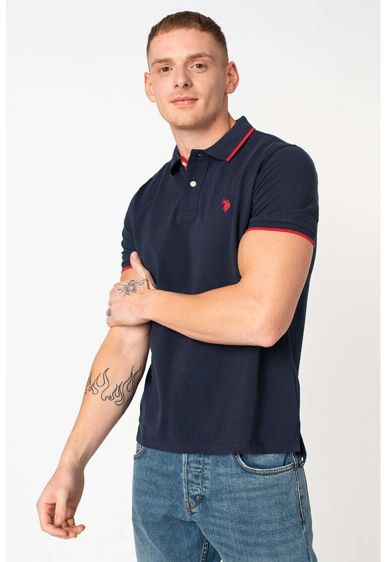 U.S. Polo Assn. Tricou polo cu logo brodat pe piept - Pled.ro