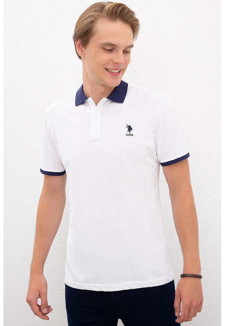 U.S. Polo Assn. Tricou polo din pique cu detalii contrastante - Pled.ro