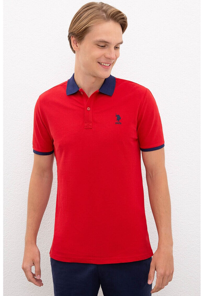 U.S. Polo Assn. Tricou polo din pique cu detalii contrastante - Pled.ro