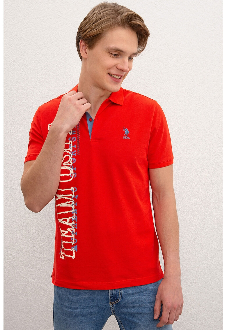 U.S. Polo Assn. Tricou polo regular fit cu logo supradimensionat - Pled.ro